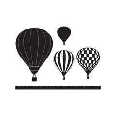 Obraz premium Set of 3 hot air balloons vector icons