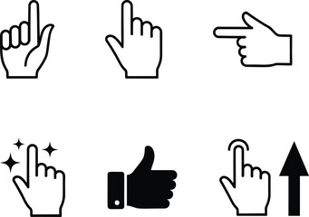 Fototapeta premium Vector hand gestures icons set for ui and navigation