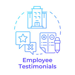 Fototapeta premium Employee testimonials blue gradient concept icon. Experience. Employer branding content and channels. Round shape line illustration. Abstract idea. Graphic design. Easy to use in promotional material