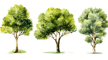 Obraz premium Watercolor Trees Illustration Set