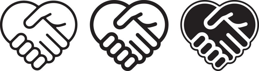 Fototapeta premium Handshake heart icon set partnership love support concept