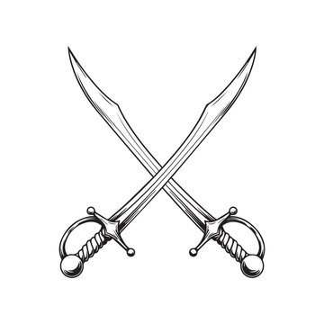 Vector illustration of 2 crossed swords