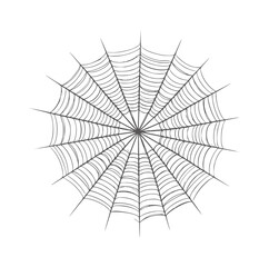 Obraz premium Symmetrical black and white radial spiderweb pattern with concentric circles