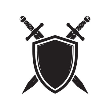 Vector shield and crossed swords icon