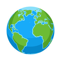Fototapeta premium Flat Design Earth Globe with Oceans and Continents