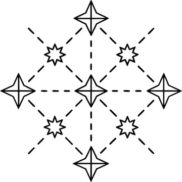 stars reflected in water for orientation line art vector illustration on transparent background