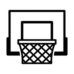 Basketball hoop icon with backboard and net in minimalist line art style © Zyariss