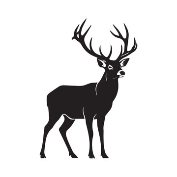 Black silhouette of a deer with antlers vector