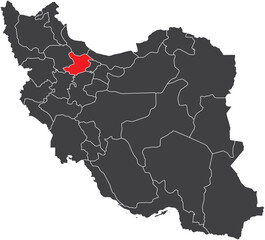 Obraz premium Qazvin Province Map of Iran Silhouette with Regions Vector Illustration