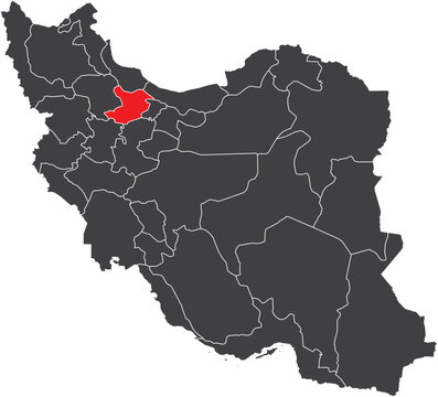 Qazvin Province Map of Iran Silhouette with Regions Vector Illustration