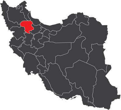 Zanjan Province Map of Iran Silhouette with Regions Vector Illustration