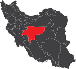 Obraz premium Isfahan Province Map of Iran Silhouette with Regions Vector Illustration
