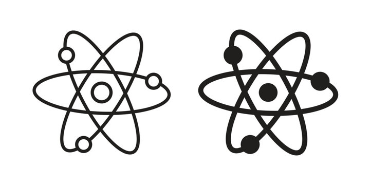 Atom icon concept. Silhouette, glyph symbol. Isolated design.