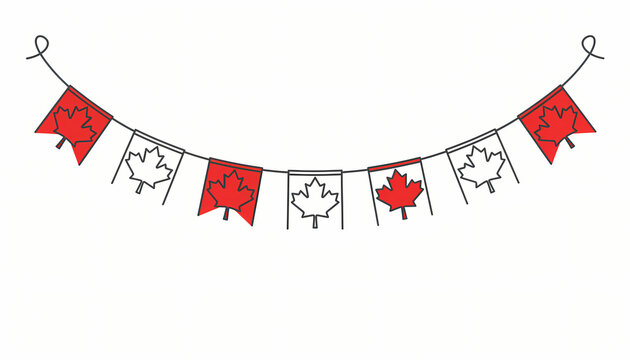 Canada Day bunting decoration with maple leaf flags