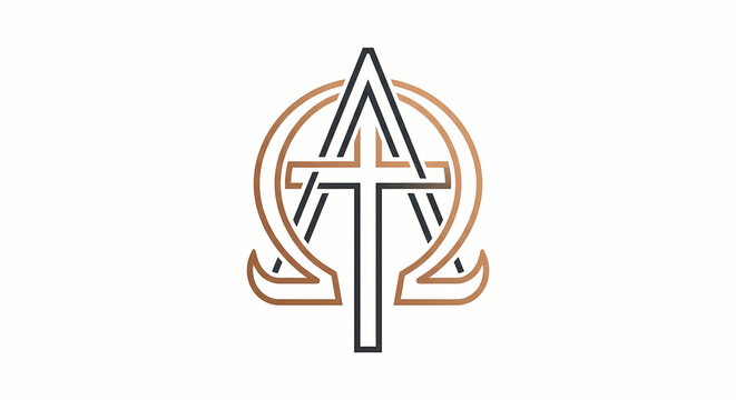 Alpha and Omega Greek letters with Christian cross symbolizing eternal God and Easter resurrection