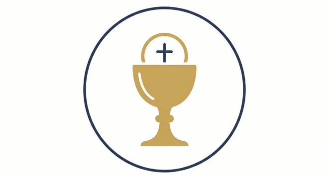 Holy communion chalice and host bread symbolizing the Last Supper and Easter resurrection