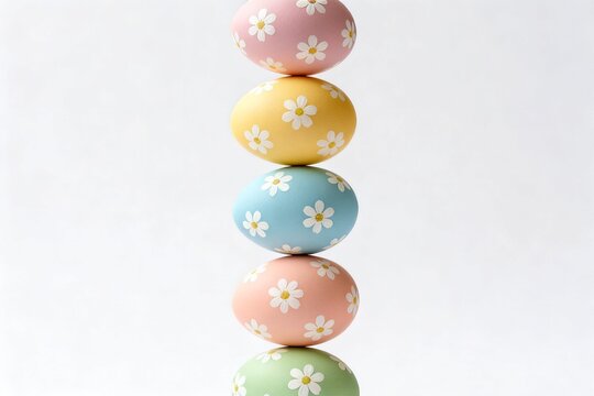 Stacked Easter eggs with floral patterns