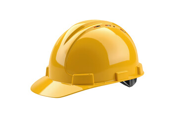 Fototapeta premium Yellow hard hat representing safety, protection, and security on a transparent background for construction and industry