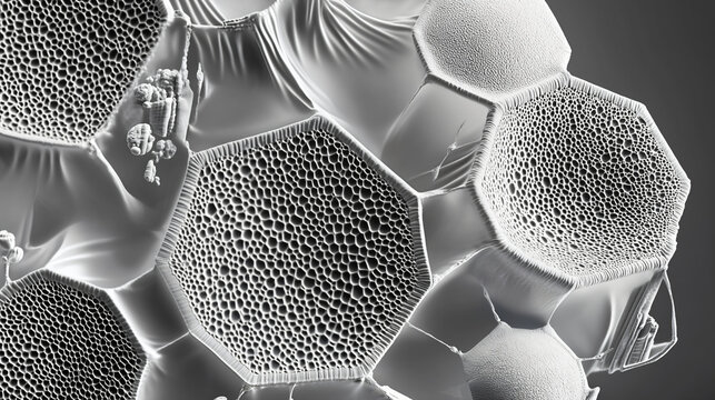 Detailed Hexagonal Microstructure of Coscinodiscus Diatom SEM
