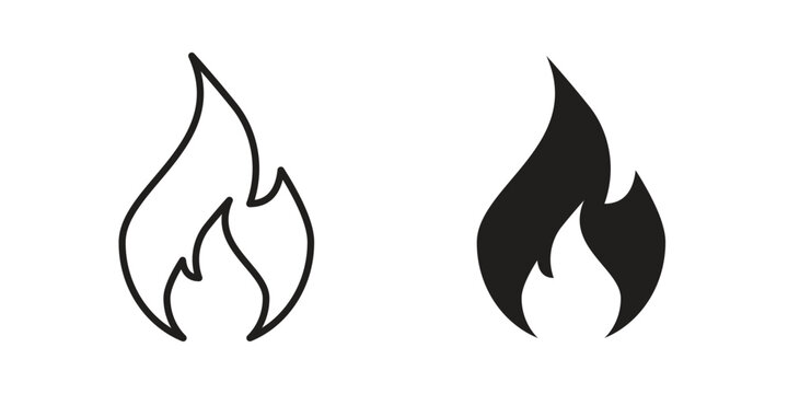 Fire icon concept. Silhouette, glyph symbol. Isolated design.