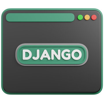 3D render  Django Web Framework in Browser Window icon 