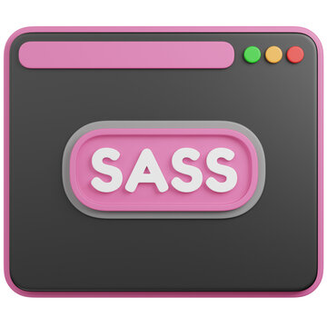 3D  render SASS Programming Language in window browser icon 