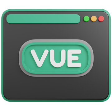 3D render of Vue Framework in Browser Window icon 