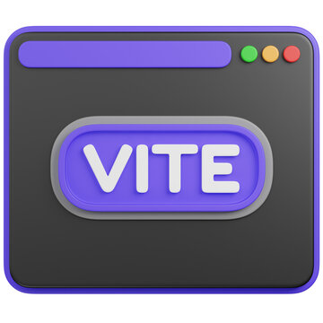 3D Illustration of a Browser Window with Vite Development Tool icon 