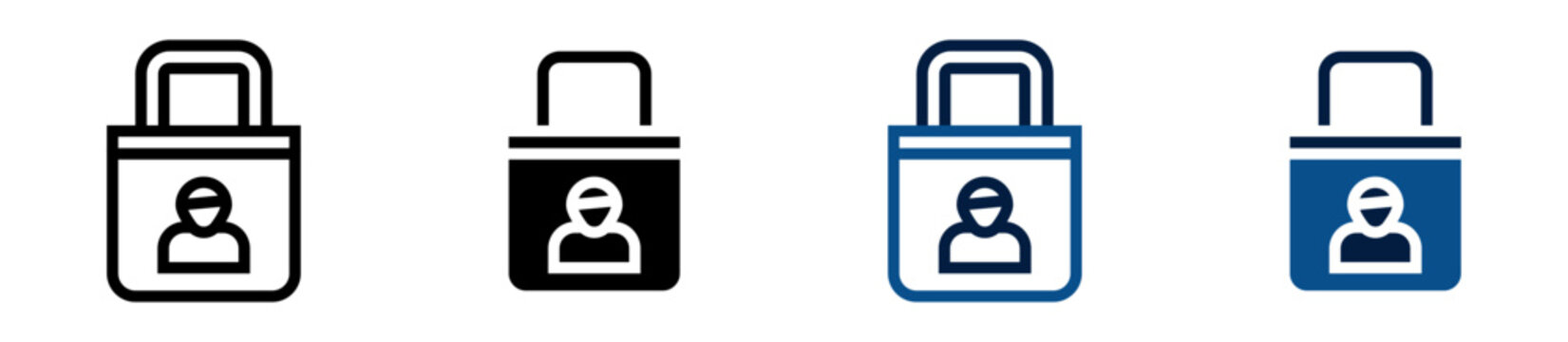 Iconos de identidad segura. Candado con usuario, protecci&oacute;n digital, autenticaci&oacute;n personal, seguridad de cuenta, acceso protegido. Ilustraci&oacute;n vectorial