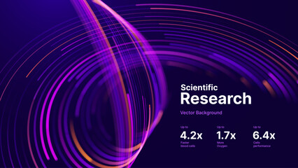 Purple Data Lines Illuminating A High-Tech Research Layout With Emphasis On Speed And Internet Connectivity For AI Systems. Science Research Vector Background.