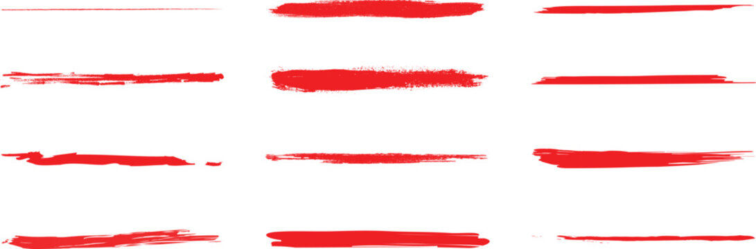 Hand drawn red line set .Underlined red lines stock .trendy vector line elements .vector illustration