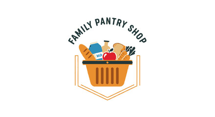 Obraz premium Family Pantry Shop Grocery Basket Logo Design.