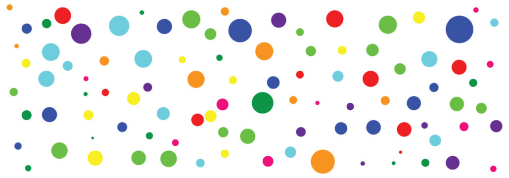 Different size and different color polka dots forming a repeating pattern isolated on a white background ideal for design, art, home decoration, interior design and fashion.
