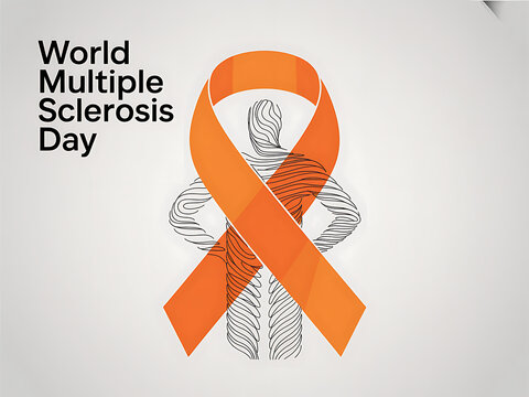 World multiple sclerosis day awareness ribbon conceptual design with abstract human silhouette