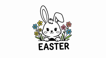 Fototapeta premium Cute bunny peeking over 