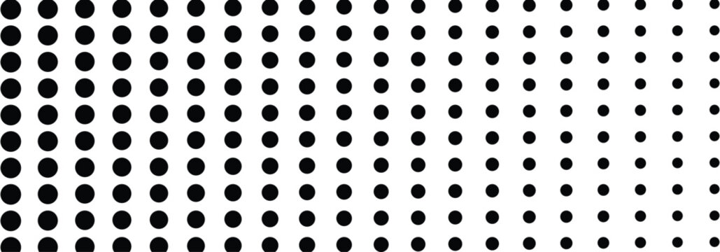 Black polka dot seamless pattern with white dots repeating geometric background for festive design. Halftone minimalist abstract wall in diagonal lines. Vector eps 10.