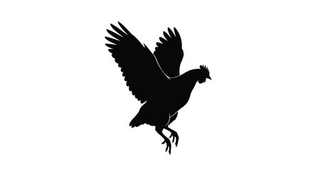 Fototapeta premium A striking black silhouette of a rooster taking flight in mid air