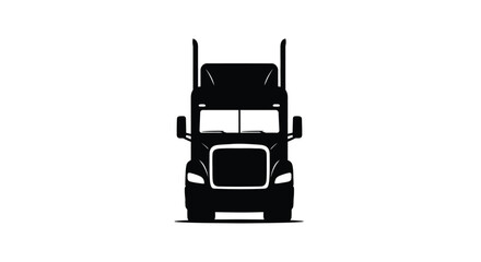 Front view of a large semi truck a striking black silhouette © RASHIDA