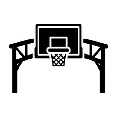 Basketball hoop icon with backboard and net for sports equipment design © Sahabat