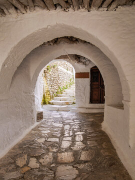 Street of Apeiranthos Village, Naxos Island, Cyclades, Greece