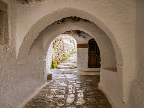 Street of Apeiranthos Village, Naxos Island, Cyclades, Greece