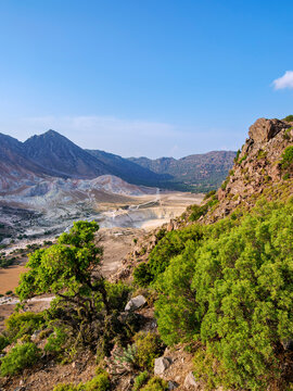 View towards the Stefanos Volcano Crater, Nisyros Island, Dodecanese, Greece