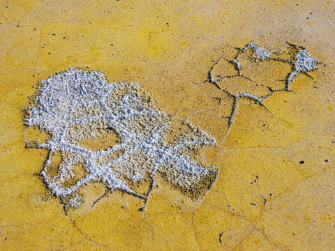 Sulphur at the Stefanos Volcano Crater, detailed view, Nisyros Island, Dodecanese, Greece