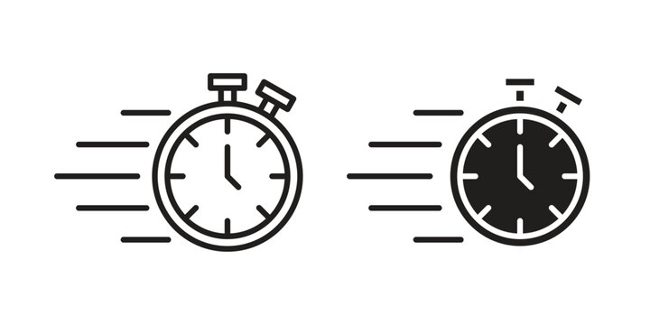 Quick Time icon concept. Silhouette, glyph symbol. Isolated design.