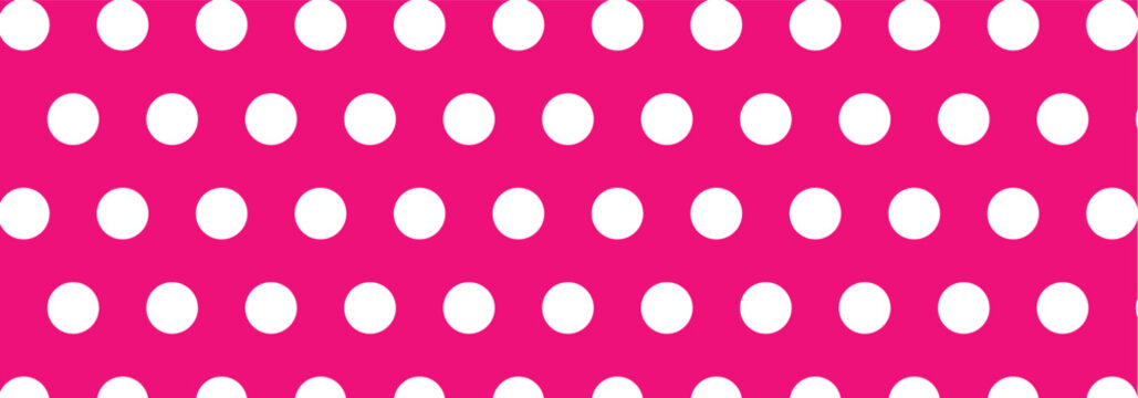 Hand drawn white color cute seamless polka dots patterns on a pink background. Vintage polka dots used in graphic design, pop art, home decoration and textile product.