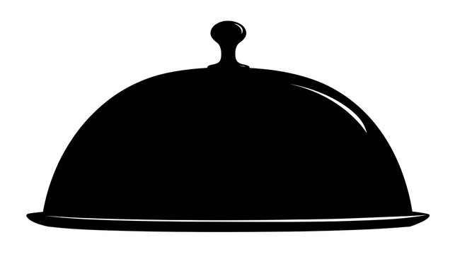 A black cloche in silhouette on a plate