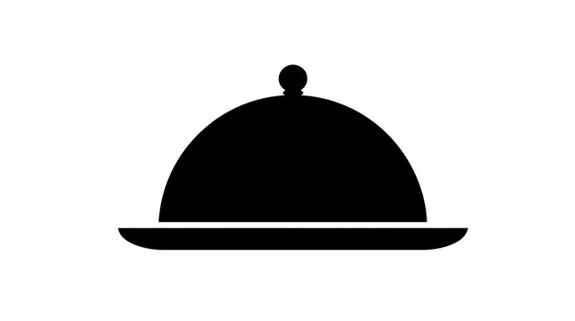 A stylized image of a cloche, the symbol of fine dining, food