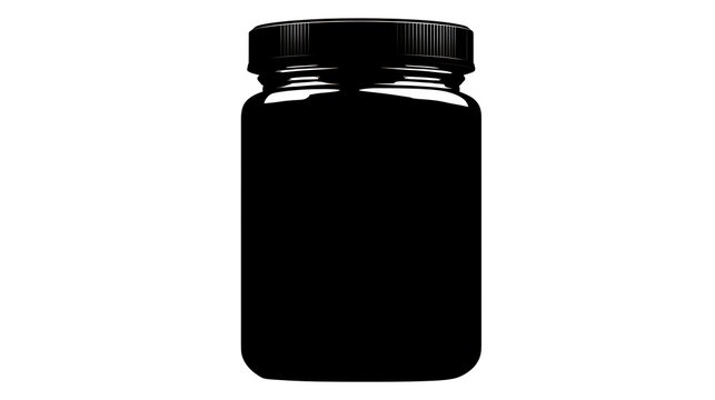 A black bottle with its cap and contents, possibly containing a dark liquid or substance. Its smooth shape is contrasted by the texture of the bottle cap.