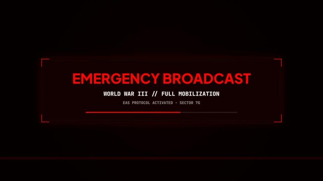 World War III Full Mobilization Emergency Broadcast Activated Sector 7G Tactical Alert System Screen for National Defense and Military Conflict Simulation 4K