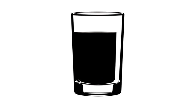 A glass filled with dark liquid in silhouette, a study in contrasts. A simple yet striking image